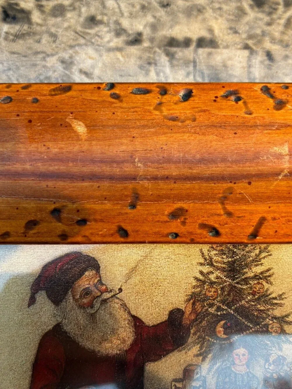 Small Wooden Frame with Distressed Wood Holes 6.5 x 7.5